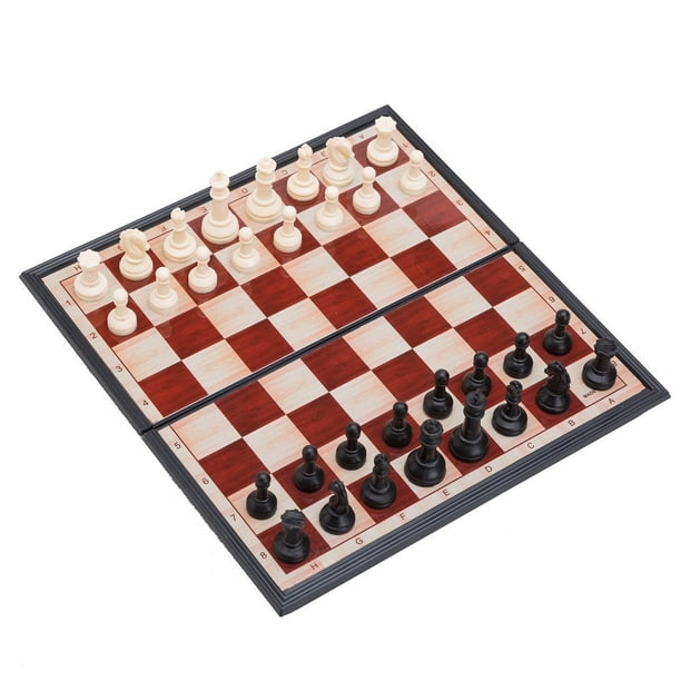 FOLDING WOODEN MAGNETIC Travel Chess Set 7"